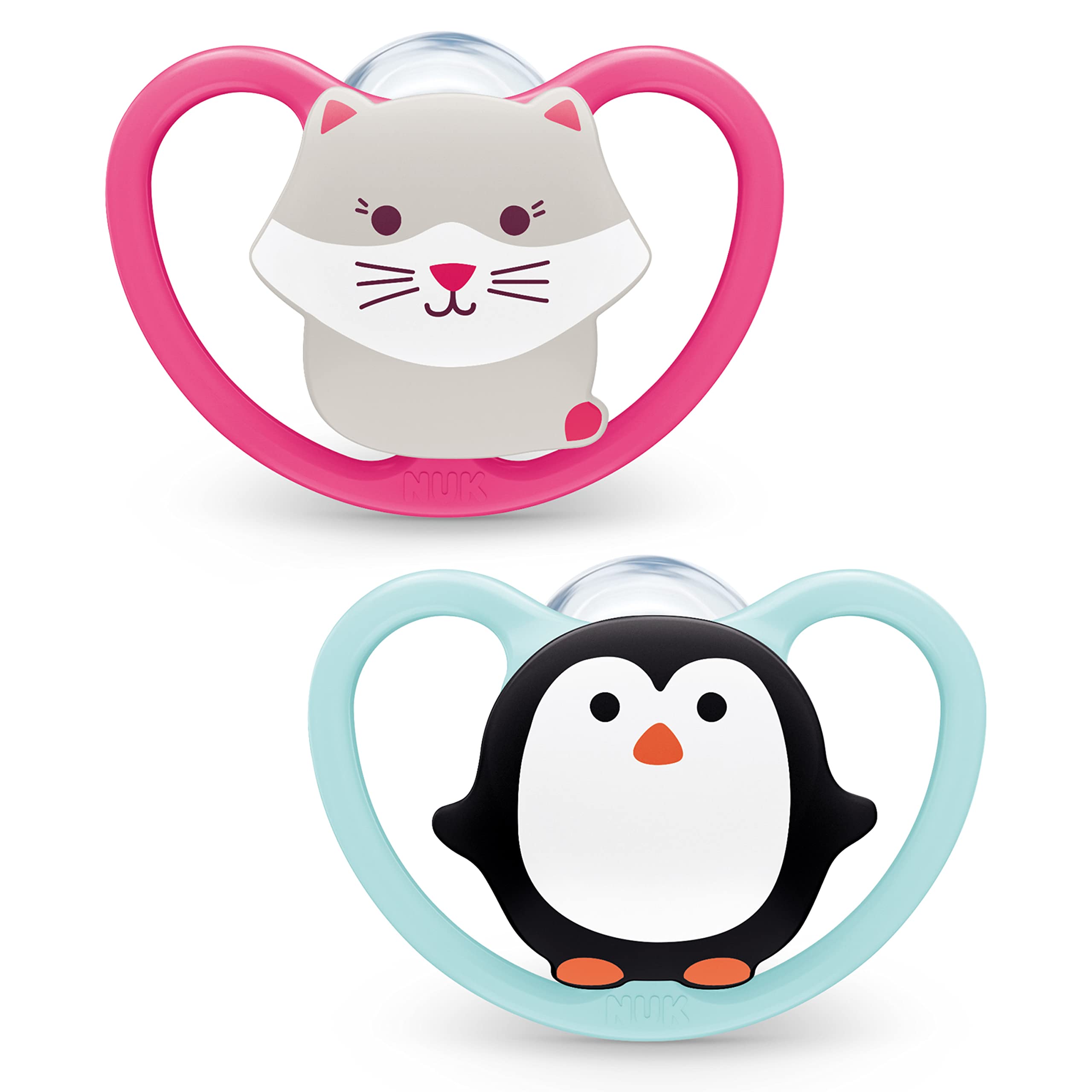 nuk-space-schnuller-6-18-monate-extra-bel-ftung-bpa-freies-silikon-katze-pinguin image 1