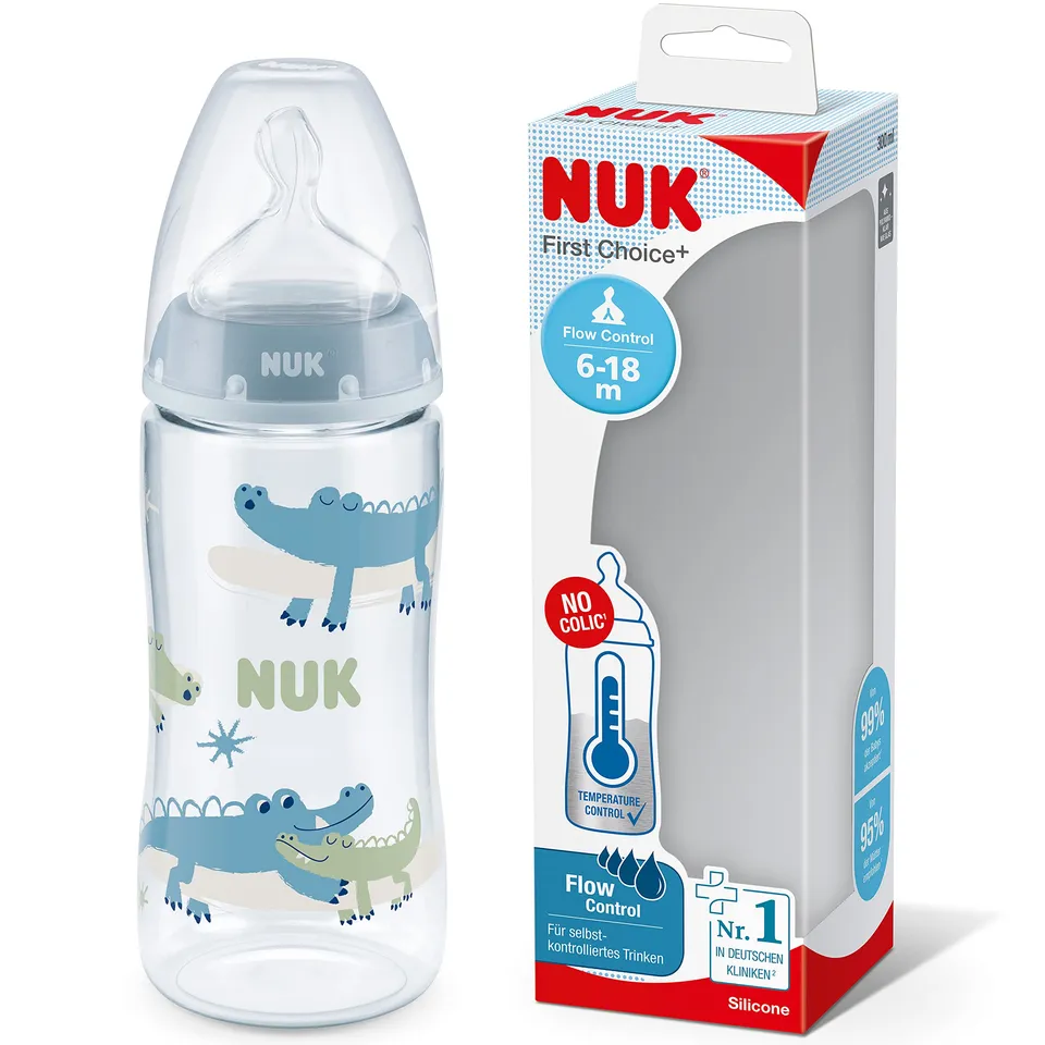 nuk-first-choice-babyflasche-300-ml-6-18-monate-blue-crocodile image 1