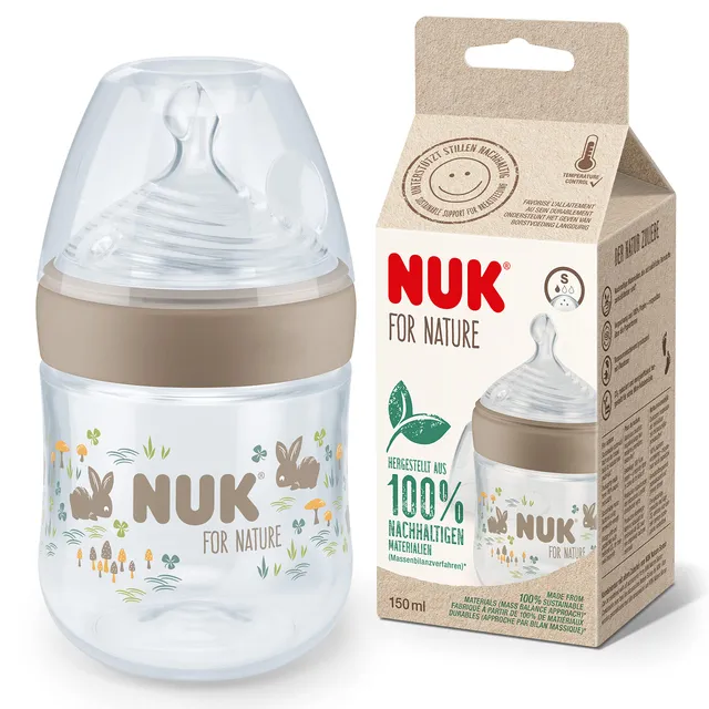 nuk-for-nature-babyflasche-150-ml-mit-anti-colic-trinksauger-aus-silikon-tempera image 1