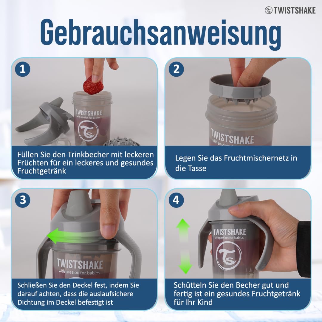twistshake-mini-cup-230-ml-auslaufsicherer-schnabelbecher-mit-fruchtmixer-grau image 5