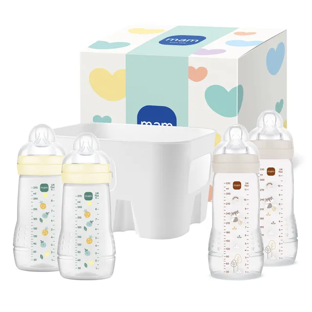 mam-easy-active-babyflaschen-set-0-monate-2-trinkflaschen-1-flaschenkorb-gelb-be image 1