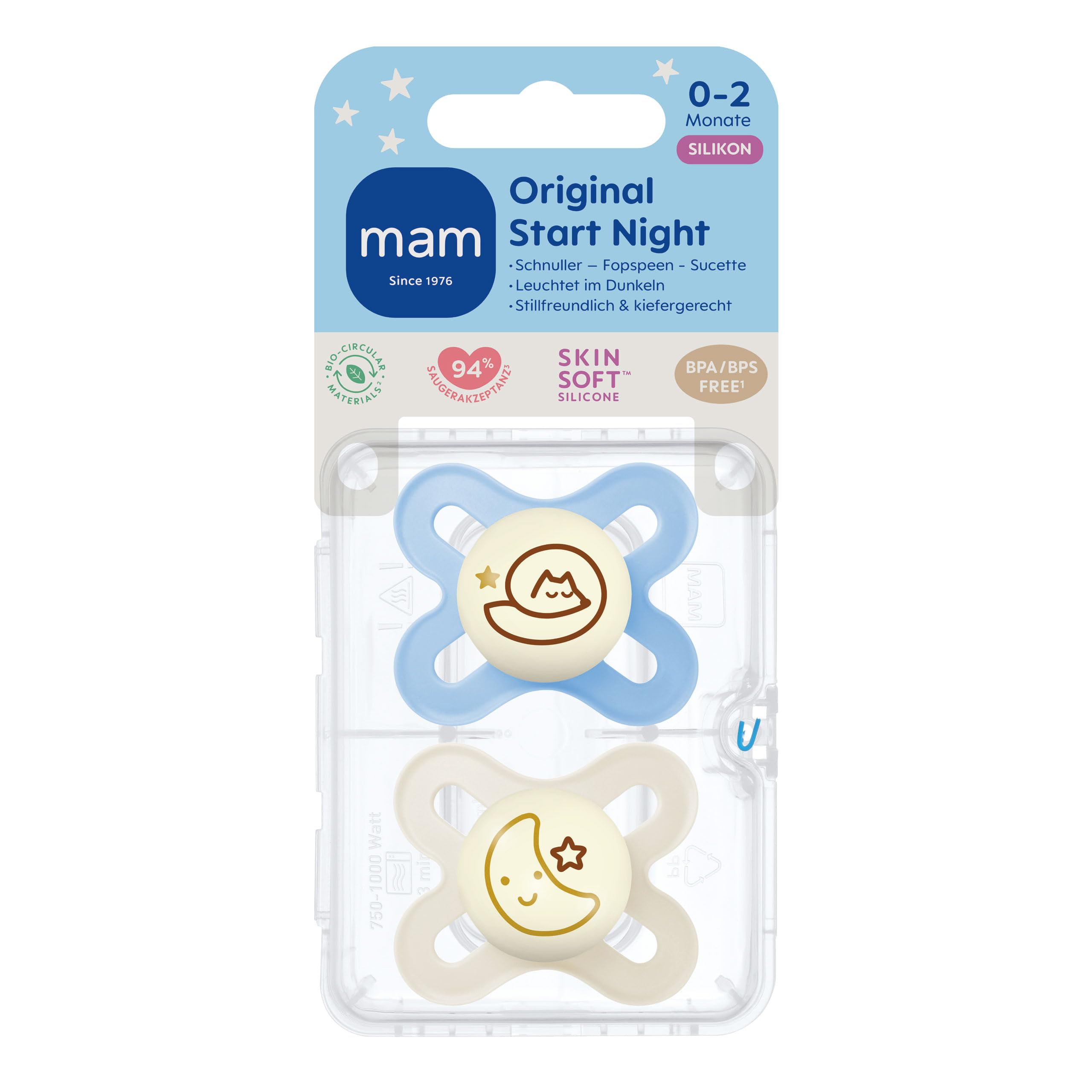 mam-original-start-night-schnuller-0-2-monate-leuchtend-skinsoft-silikon-blue-2- image 2