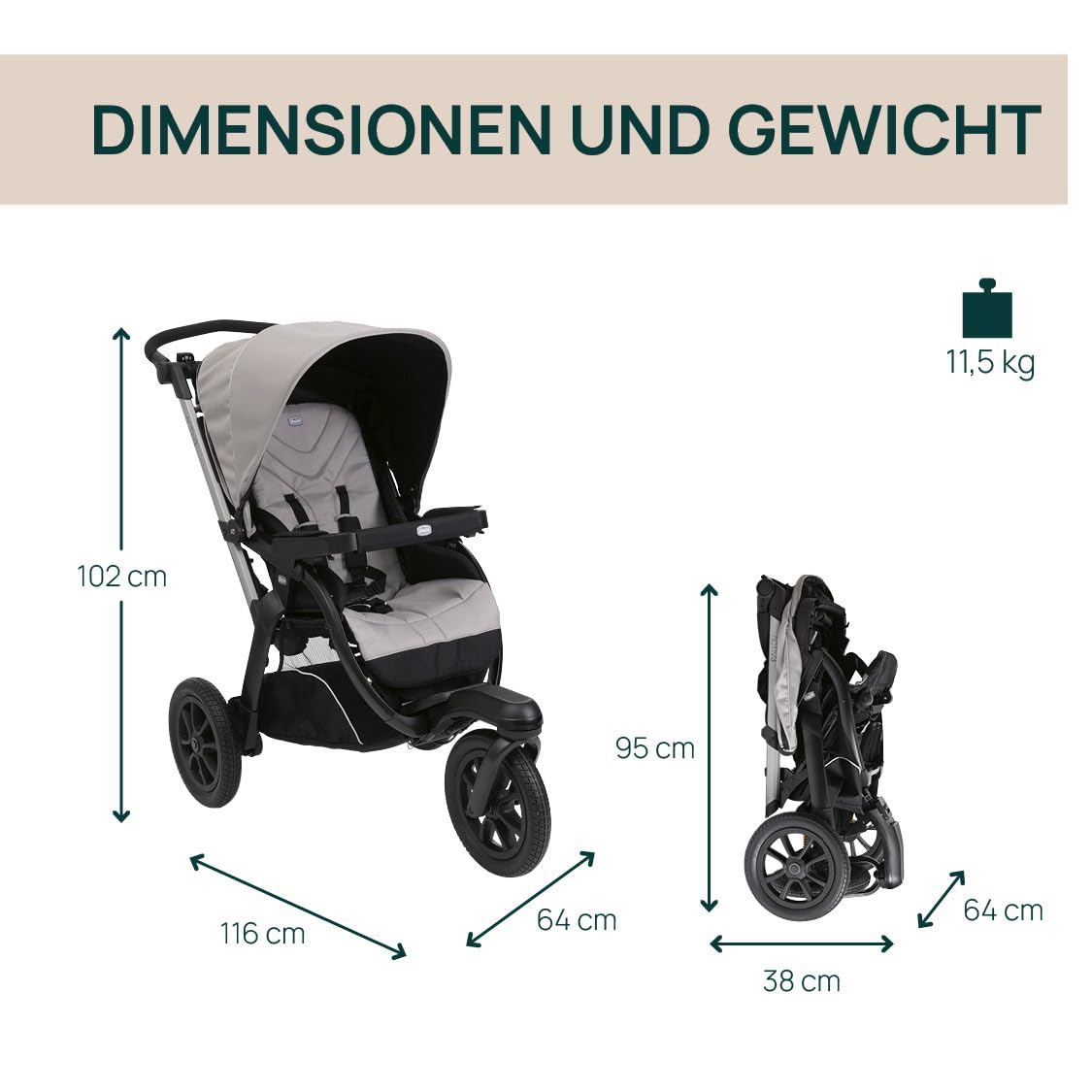 chicco-activ3-kinderwagen-3-r-der-verstellbare-r-ckenlehne-xxl-sonnenschutz-uv50 image 2