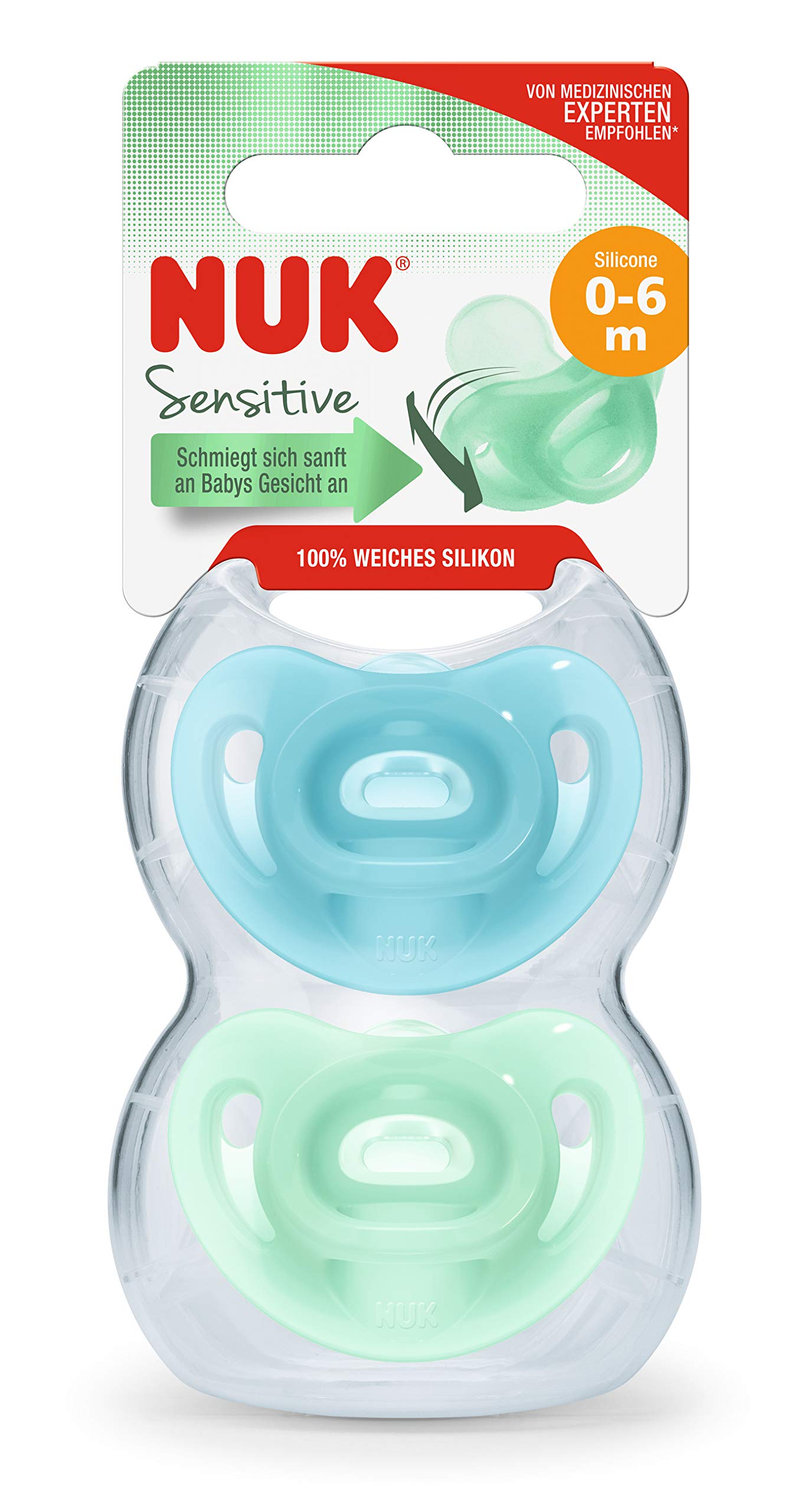 nuk-sensitive-schnuller-0-6-monate-blau-gr-n-2-st-ck image 2