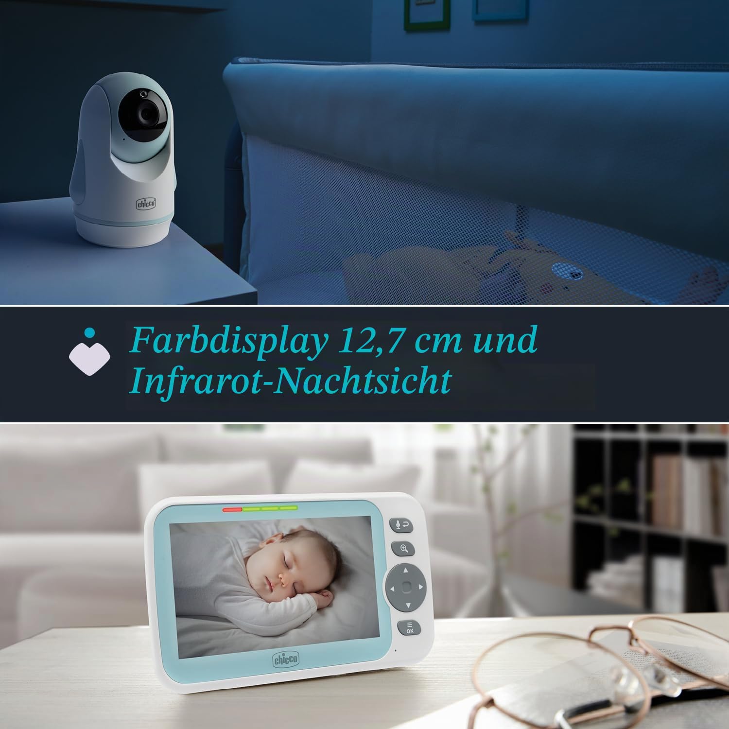 chicco-video-babyphone-evolution-motorisierte-drehbare-kamera-5-zoll-farbdisplay image 3