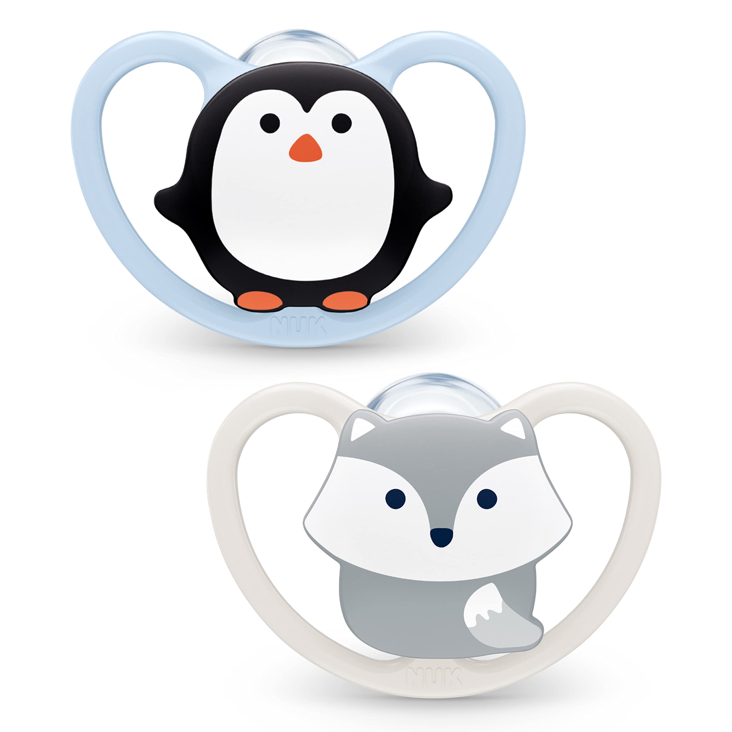 nuk-space-schnuller-0-6-monate-silikon-bpa-frei-pinguin-fuchs-2-st-ck image 1