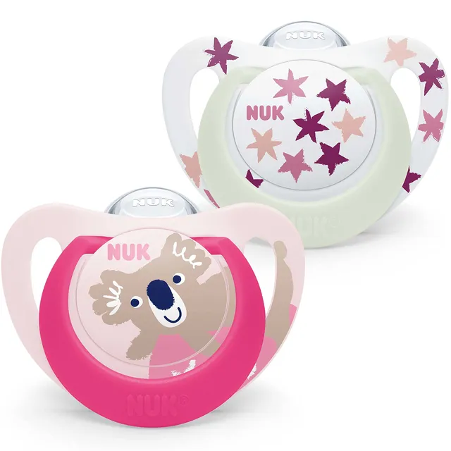 nuk-star-babyschnuller-6-18-monate-day-night-silikon-pink-koala-2-st-ck image 1