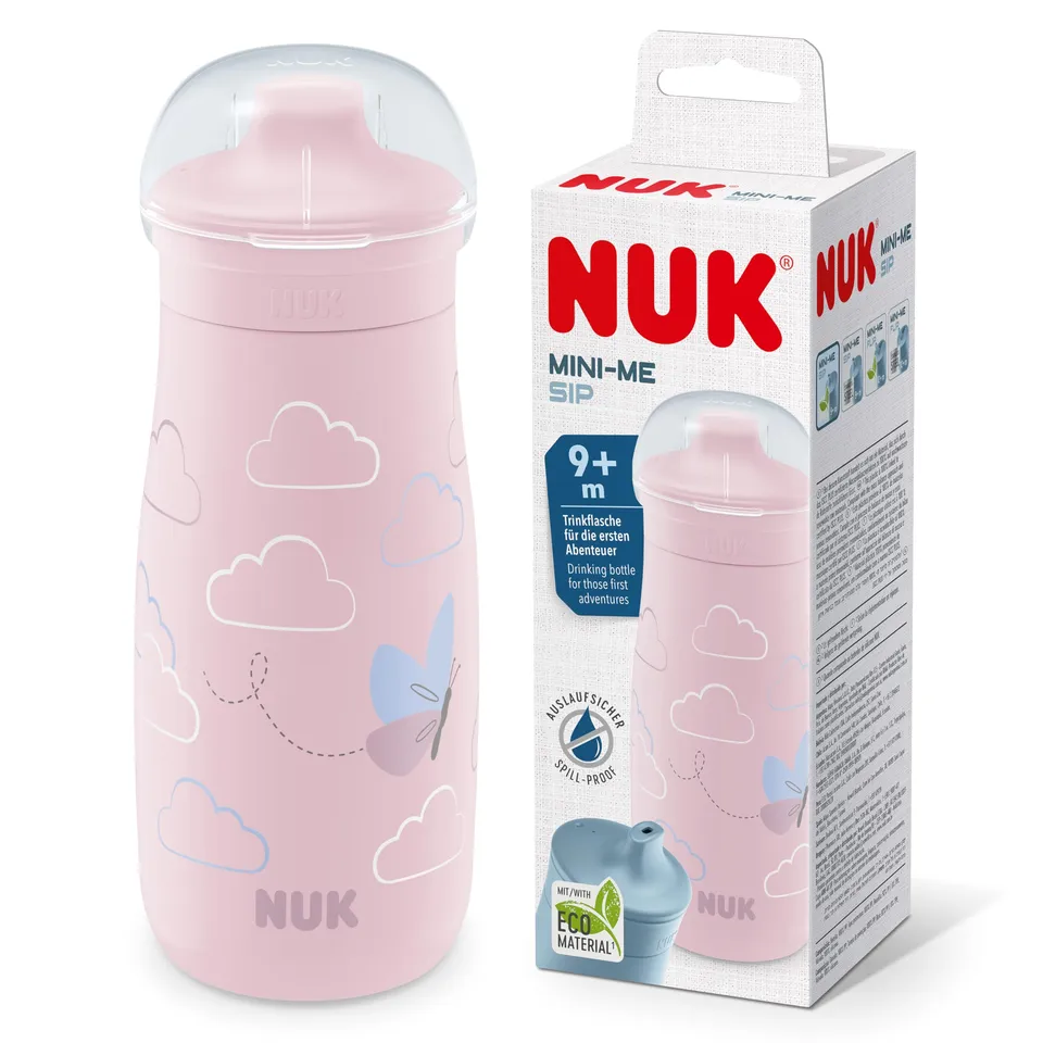 nuk-mini-me-sip-kinderwasserflasche-ab-9-monaten-300-ml-rosa-schmetterling image 1