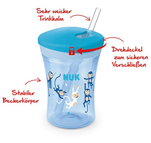 nuk-action-cup-trinklernflasche-mit-weichem-trinkhalm-230-ml-affen-blau-ab-12-mo image 7