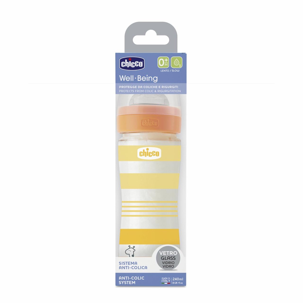 chicco-well-being-babyfl-schchen-aus-glas-240-ml-normaler-fluss-0m-silikon-sauge image 2