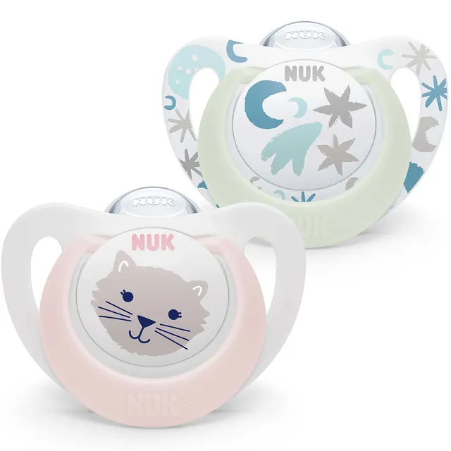 nuk-star-babyschnuller-0-6-monate-day-night-silikon-pink-cat-2-st-ck image 1