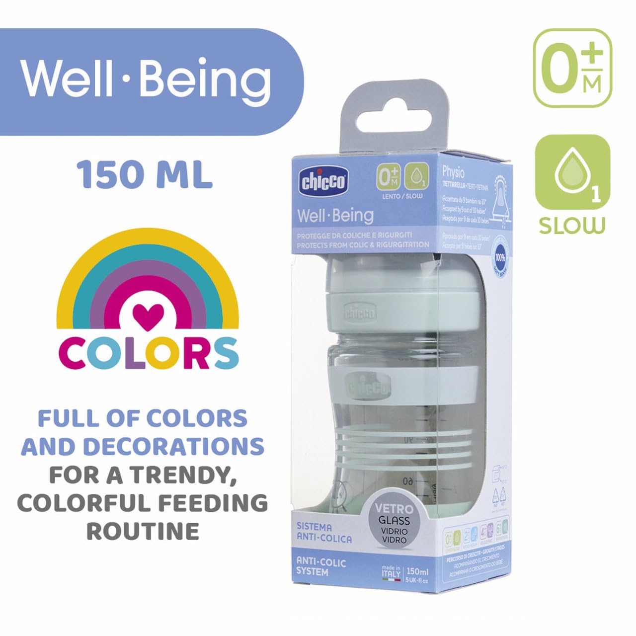 chicco-babyfl-schchen-well-being-glas-150-ml-normaler-fluss-0m-silikon-gr-n image 6
