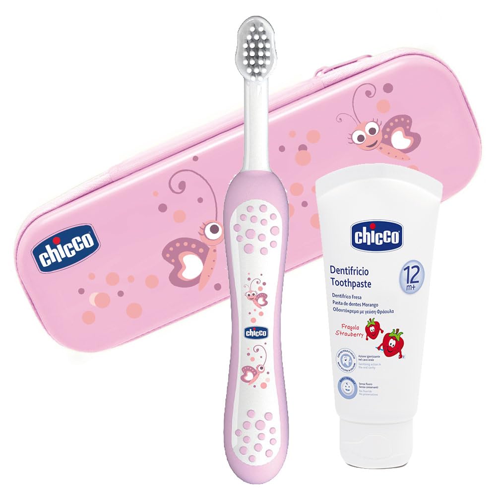 chicco-oral-set-rosa-zahnb-rste-und-zahnpasta-erdbeere-mit-fluorid-2-teilig image 2